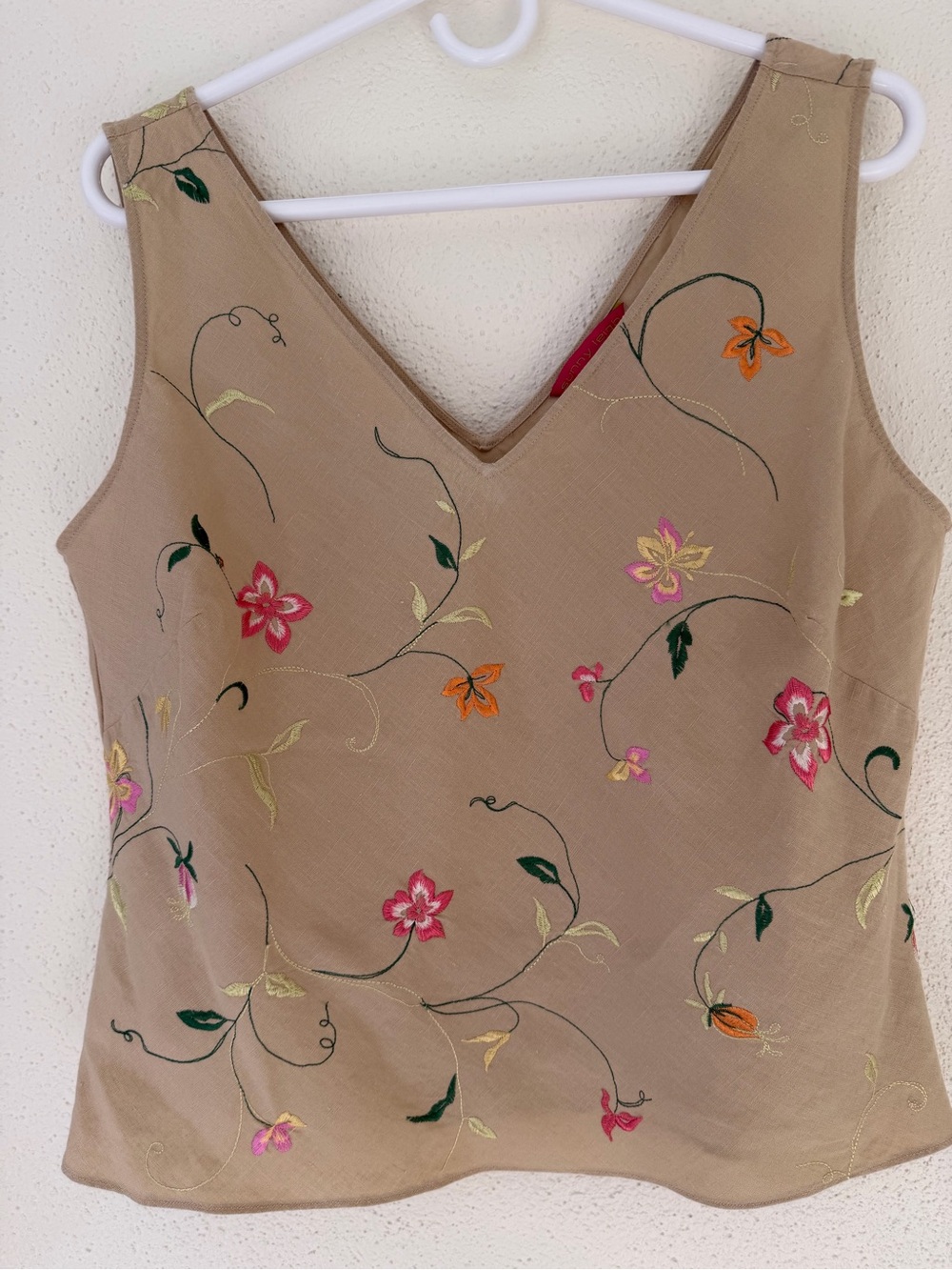 Sunny Leigh Embroidered Linen Tank – Size 14 Like New